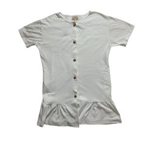 Vintage Sand Dollars White Buttoned Ruffle Dress Size M